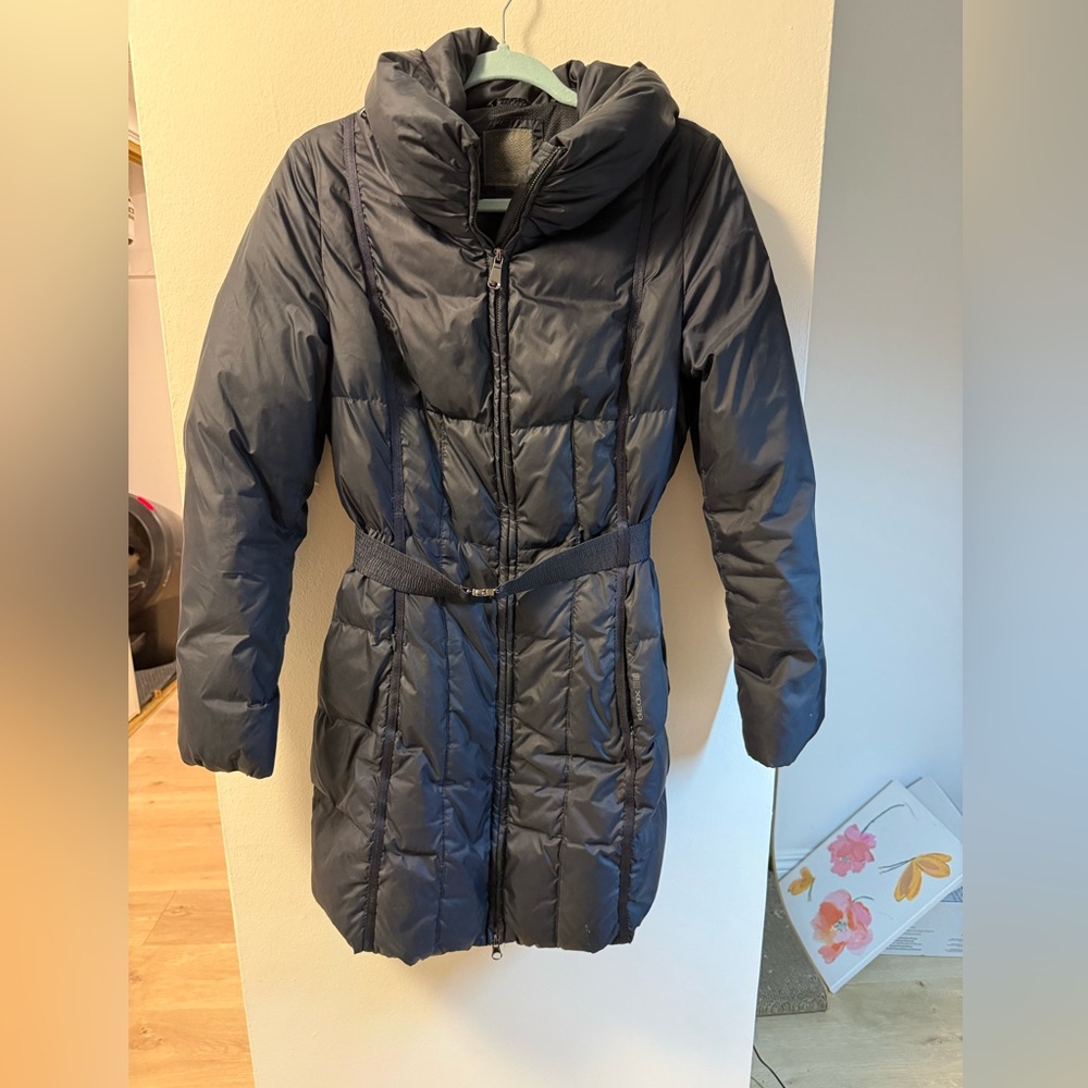 Geox Women's Black Quilted Belted Puffer Coat